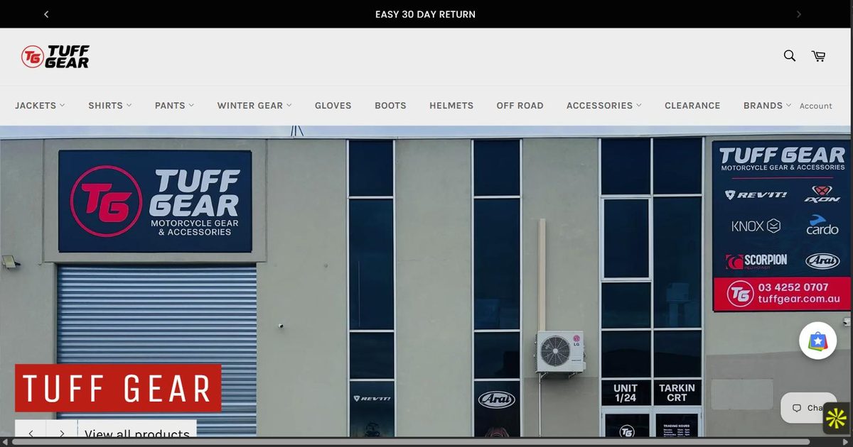 Tuff Gear website homepage, tuffgear.com.au